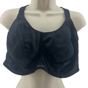 Elomi Energise Black Sports Bra Solid Black Womens Size 42DDD
